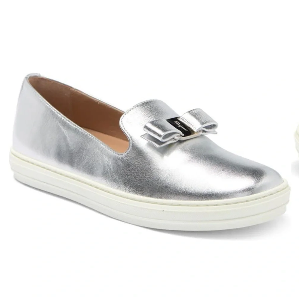 Salvatore Ferragamo Novello Leather Big Kids Sneakers